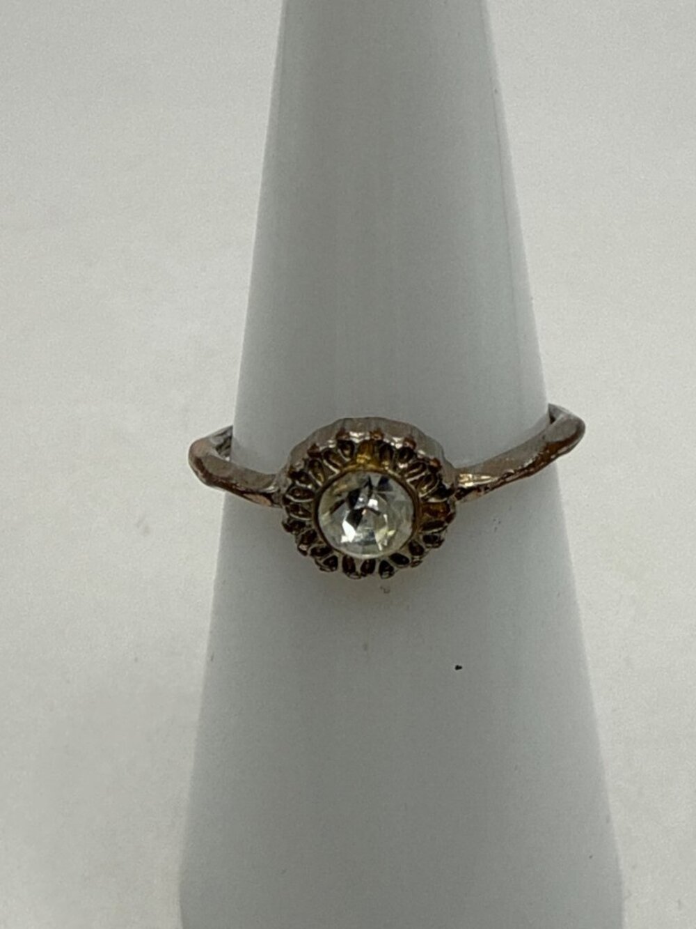 Coquette Rhinestone Halo Ring Silver Tone